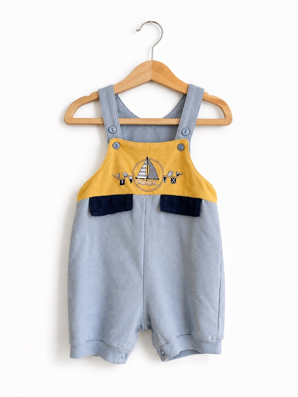 Vintage Baby Connection 90s Y2K Nautical Sailboat Shortall Romper 6/9M